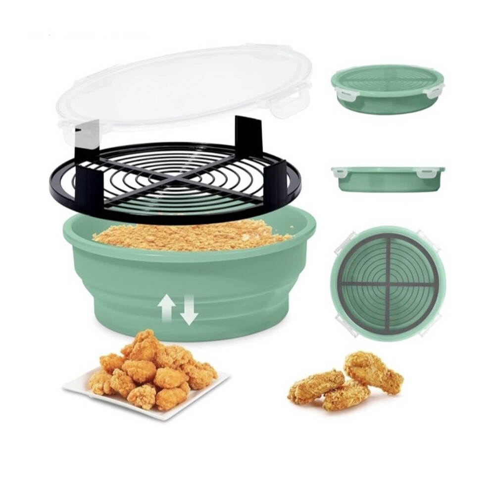 Breading Shaker Bowl, Silicone Bowl Shaker with Lid Collapsible Mixing Bowls ...